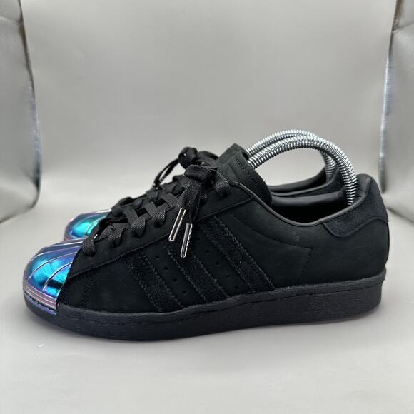 Adidas Superstar 80s Metal Toe Iridescent Shoes Womens 7.5 US Black Suede S76710 - Picture 2 of 10